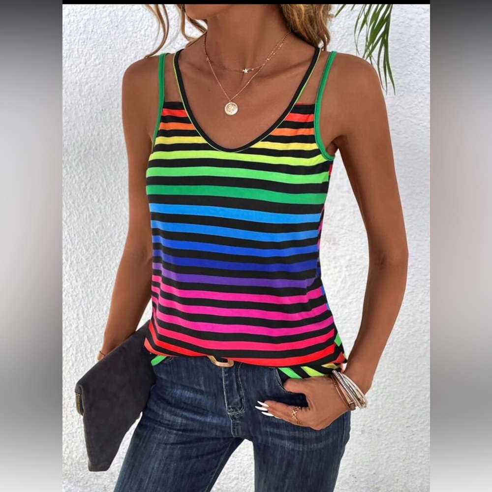 SHEIN || NWOT Rainbow Strappy Tank (M)